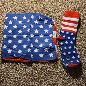 Mens July 4th holiday patriotic sock bandanna comb